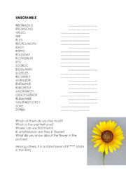 English Worksheet: unscramble flowers