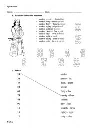 English Worksheet: NUMBERS