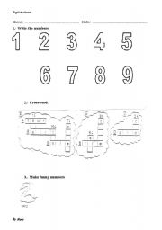 English Worksheet: NUMBERS 1- 10