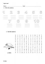 English worksheet: NUMBERS 1 -10