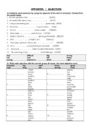 English Worksheet: Opposite adjectives