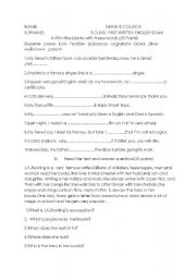 English worksheet: exam sheet