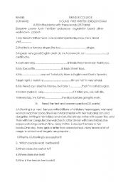 English Worksheet: exam sheet