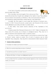 English Worksheet: animals in danger