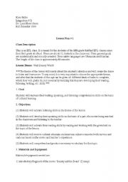 English worksheet: lesson plan movie