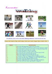 English Worksheet: Know more about :  walking (part 1)