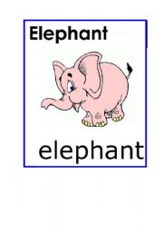 English worksheet: flash cards animals part1