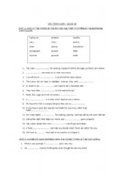 English worksheet: vocabulary and general test