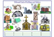 English Worksheet: Buildings and Shelters Fill in the Blanks