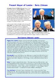 English Worksheet: Present Mayor of London - Boris Johnson