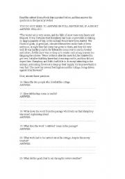 English Worksheet: English comprehension