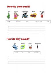 English Worksheet: How do these things smell, sound, look, taste and feel? 2/2