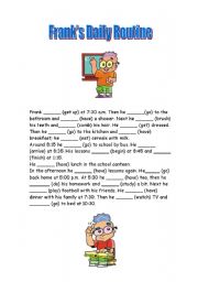 English Worksheet: Franks Daily Routine