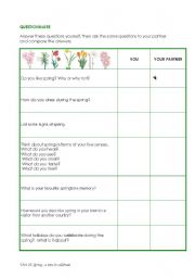 English Worksheet: Questionnaire about spring