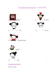 English worksheet: Pucca and Garus feelings