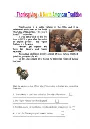 English Worksheet: Thanksgiving