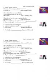 English worksheet: song What a wonderful world