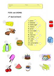 English Worksheet: Food and drinks