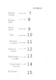 English worksheet: numbers