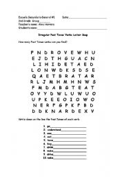 English Worksheet: Irregular Past Tense Verbs Letter Soup