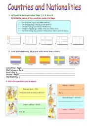 English Worksheet: countries and nationalities