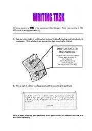 English Worksheet: Writing task