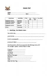 English worksheet: english test