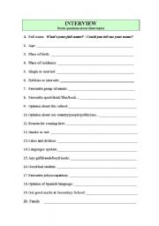 English worksheet: INTERVIEW