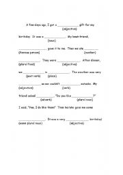 English Worksheet: Fun mad-libs activity