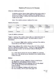 English Worksheet: Relative Clauses Handout