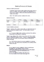 English Worksheet: Relative Clauses Handout