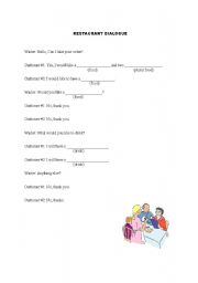 English Worksheet: Restaurant Dialogue