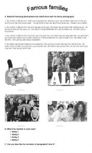 English Worksheet: famous families