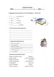 English Worksheet: Worksheet verb to have