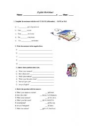 Worksheet verb to have