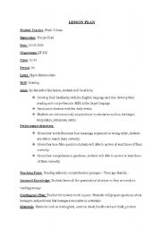 English Worksheet: reading lesson plan