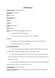 English worksheet: lesson plan