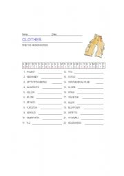 English worksheet: CLOTHES DECODING