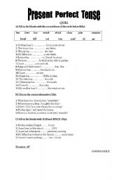 English Worksheet: present perfect tense quiz