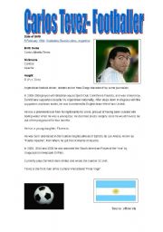 English Worksheet: Carlos Tevez Footballer  (3 pages)