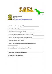 English Worksheet: Internet activity: T-Rex