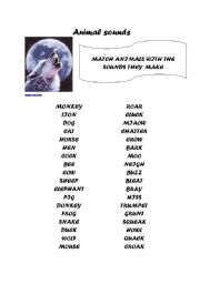 English Worksheet: ANIMAL SOUNDS