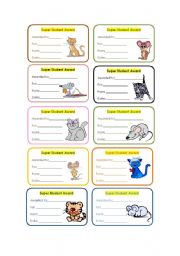 English Worksheet: Super student awards