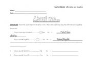 English worksheet: About me... (Using the Simple Present)