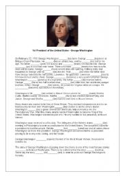 English Worksheet: George Washington - irregular past simple verbs