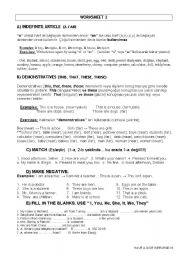 English worksheet: a an the