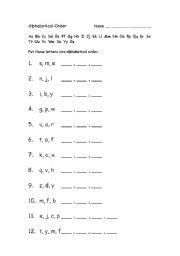 English worksheet: Alphabetical letter ordering