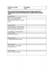 English worksheet: personal description -writing guide