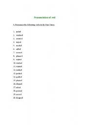 English Worksheet: Pronunciation of -ed