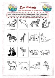 English Worksheet: Zoo Animals